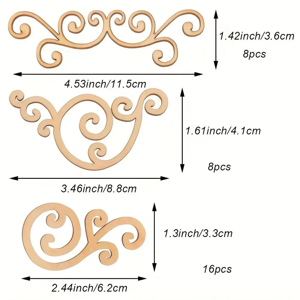 32pcs Large Wooden Floral Shaped Crafts, Wood Decorations And Embellishments