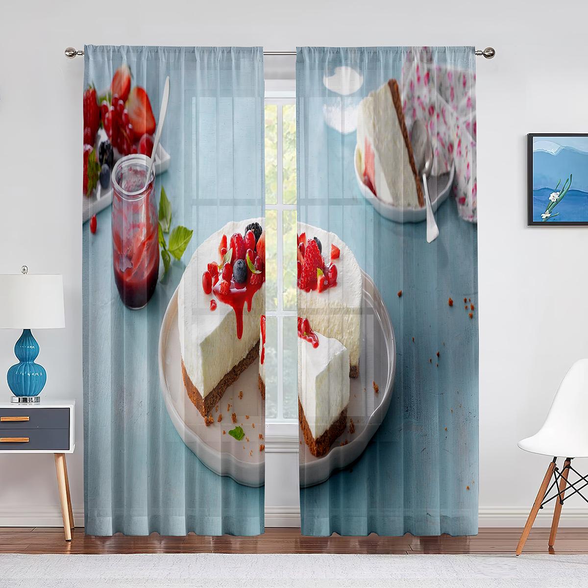 Джем Торт Десерт Малиновый Прозрачные Шторы для Гостиной Шифоновая Вуаль Шторы Спальня — фото 3