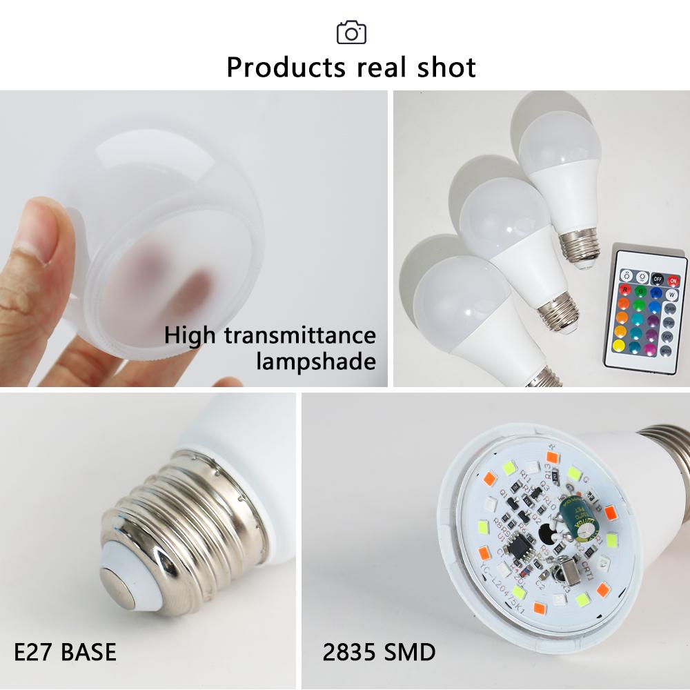 LED Glühbirne Fernbedienung RGB Glühbirnen Lampe E27 220V Farbe Fokus LED Schlafzimmer Heimdekoration Beleuchtung 5W 10W 15W Glühbirnen