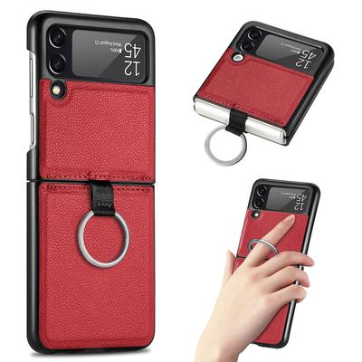 Leichte, schlanke Lederhülle mit Klappdesign für Samsung Galaxy Z Flip3 Flip 3 5g mit Ringhalter-Schutzhülle
