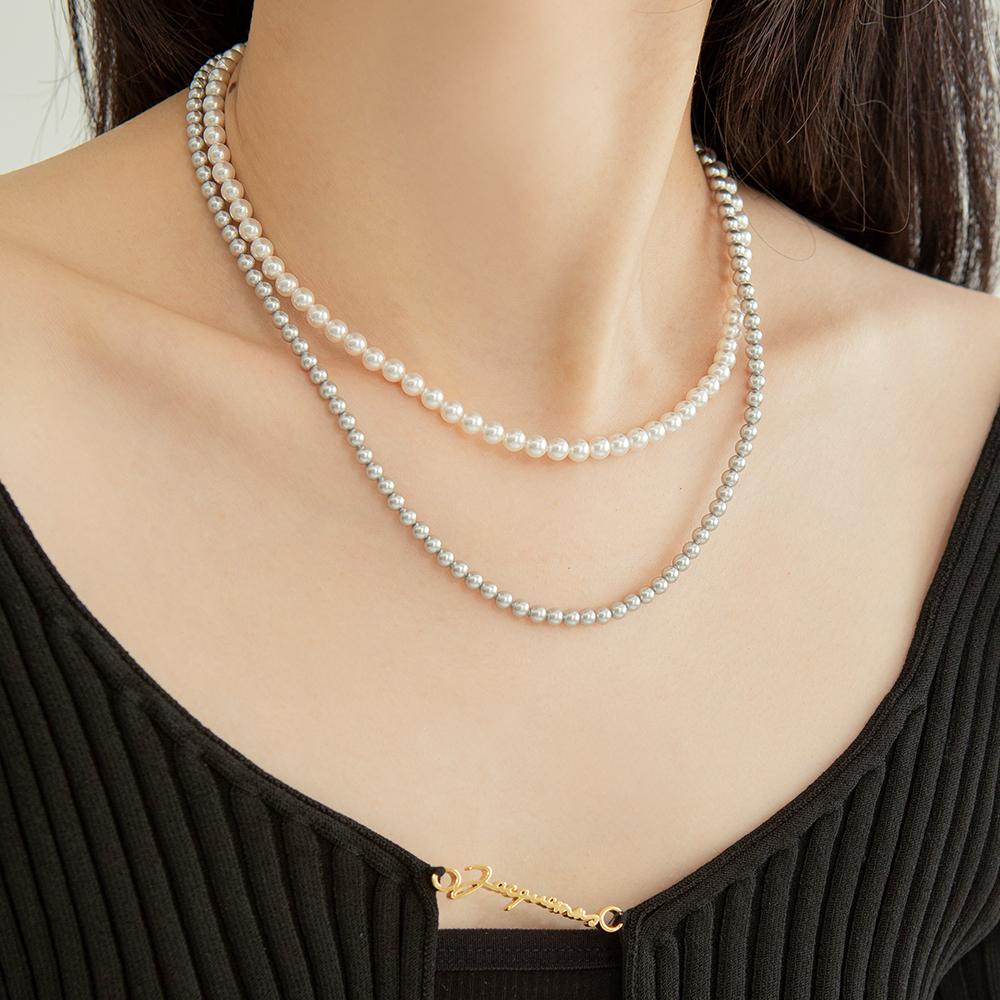 Lunne Silver 925 Two-Way White Gray Pearl Necklace #Lsn51