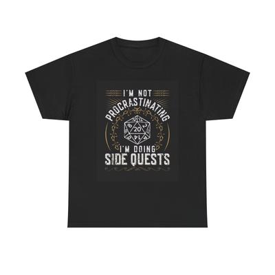Doing Side Quests Graphic T Shirt Mens Womens Tees Top Funny Retro Unisex Heavy Cotton Tee