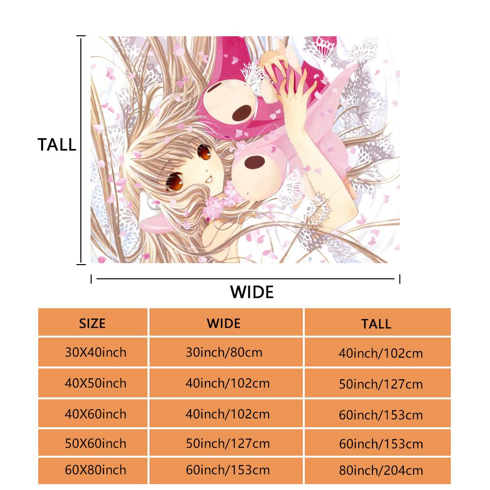 C-Chobits Cartoon Cute Anime Throw Flannel Fluffy Soft Blanket Warm Skin-Friendly Throw for Sofa Bed Office Nap Winter
