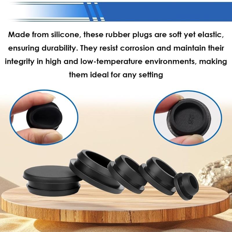 125Pcs Soft Flexible Rubber Hole Plugs 8 Size Furniture Protections Seals Grommets T Shaped Stopper Dust Plugs Enduring