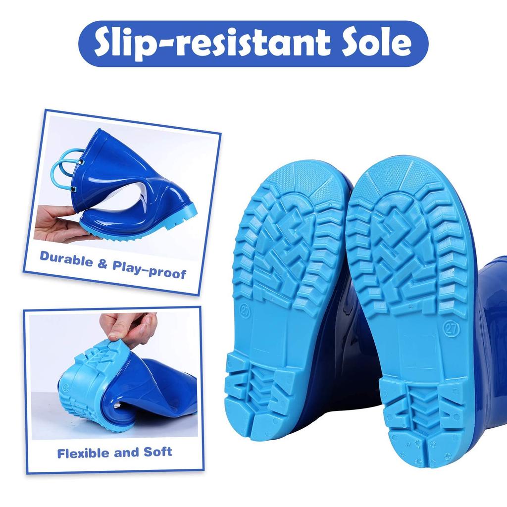 Modne Litfun 2025 Nowe Dziecięce Kalosze Wodoodporne Antypoślizgowe Buty dla Dzieci Gumowe Kalosze z Uchwytami Ułatwiającymi Zakładanie Miękka Podeszwa Unisex Buty na Deszcz