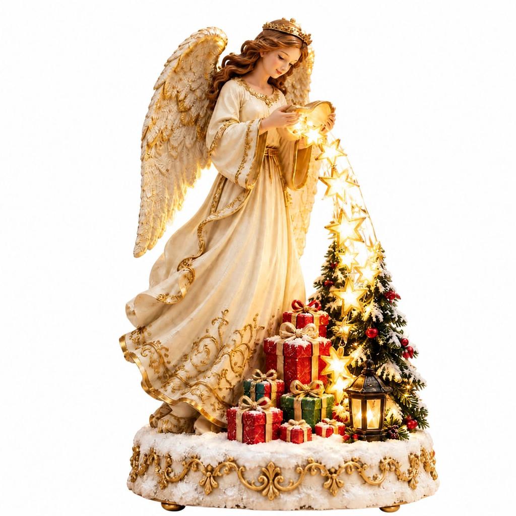 Lighted Star Christmas Tabletop Decoration, Holiday Desktop Ornament for Home Indoor Display