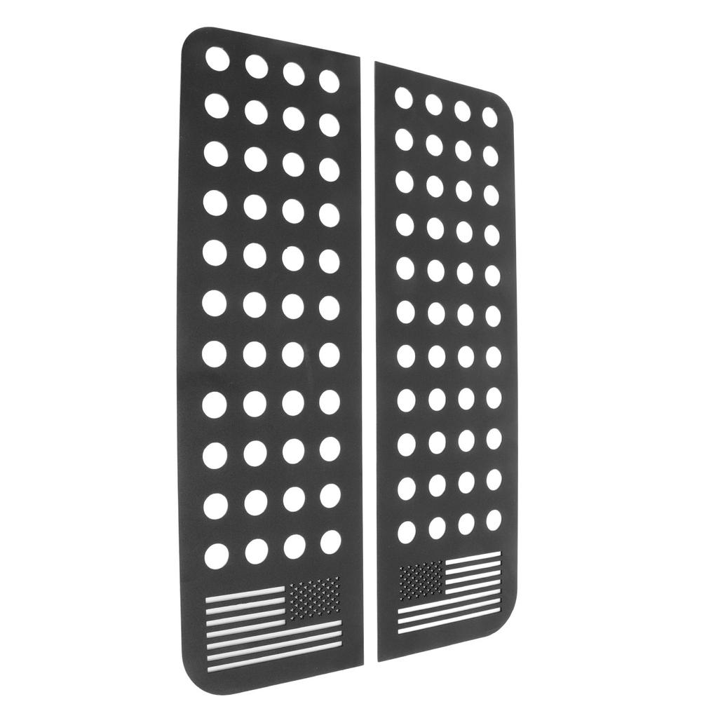 2 Pcs Rear Door Window Decals Aluminium Alloy Glass Panel Trim Flag Strip Sticker Replacement for Jeep Wrangler JK