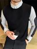 2025 Men's Winter Plus Velvet Warm Sweater Slim Fit Business Trendy Two-Piece Layer Shirt