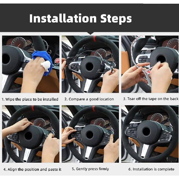 For BMW X3 5 Series G30 2018  Carbon Fiber Style ABS Interior Steering Wheel Trim Cover Button Frame Sticker Decoration