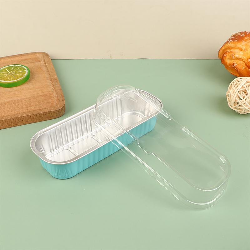 10Pcs Reusable Rectangle Aluminum Foil Tin Cup With Lids Pudding Cake Mold Air Fryer Small Baking Tray Baking Pastry Tools