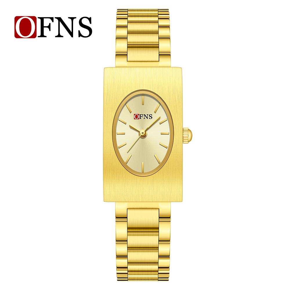 New Fashion Ofns Top Brand 1547 Exquisite Business Women's Quartz Watch Simple Rectangular Retro Light Luxury Niche Alloy