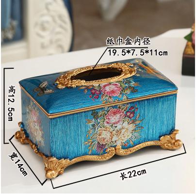 Home Decor Tissue Boxes Exquisite Hotel Carved Rectangular Car Resin Box Holder Office Decoration Desktop Napkin
