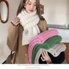 Polyester Thick Knitted Scarf Solid Color Fall Winter Warm Scarf Warm Neck Wrap  For Women