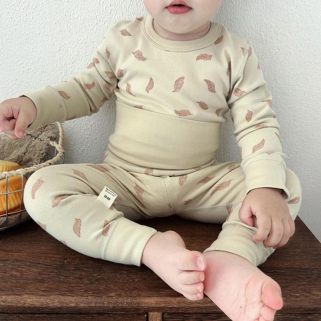 Children's Autumn Cotton Pajama Set: High Waist Cartoon Underwear & Trousers