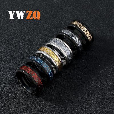 Euro-American Fashion Dragon-Themed Multicolor Rusty Steel Men's Ring