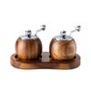 Macinapepe Manuale, Nucleo Ceramico, Macina Spezie Stile Vaso/Boccale da Vino/Sfera, Saliera Multiuso, Legno, Macina per BBQ