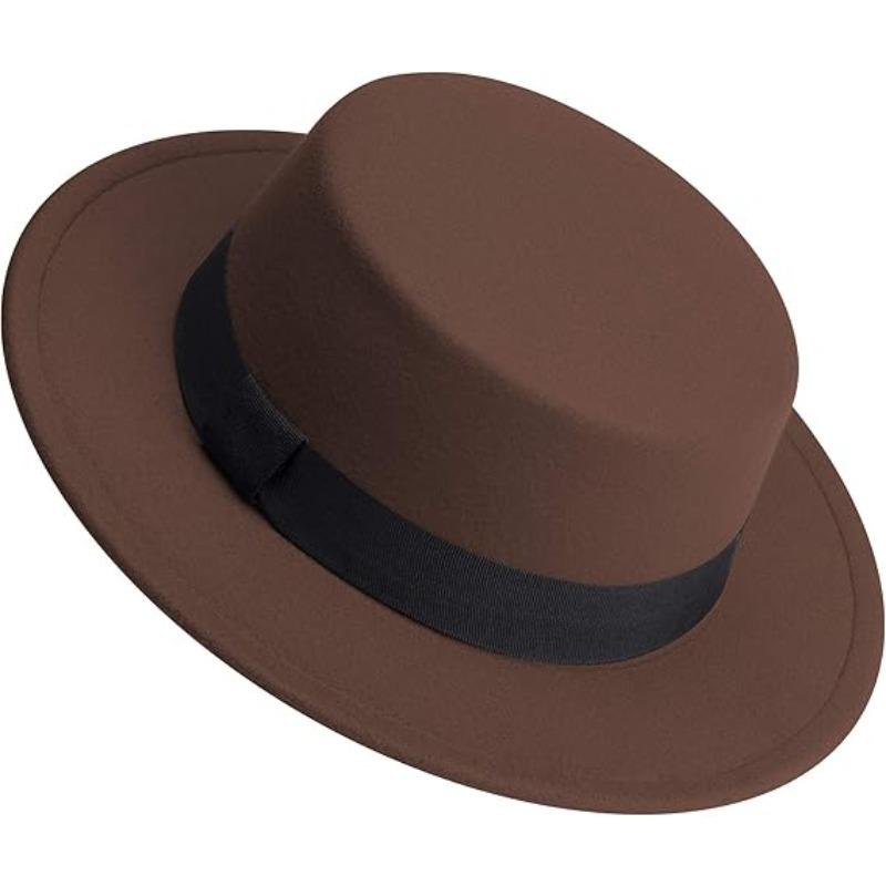 Popular men's and women's retro bowler hats Hepburn wind flat edge jazz hat sun protection and sunshade four seasons