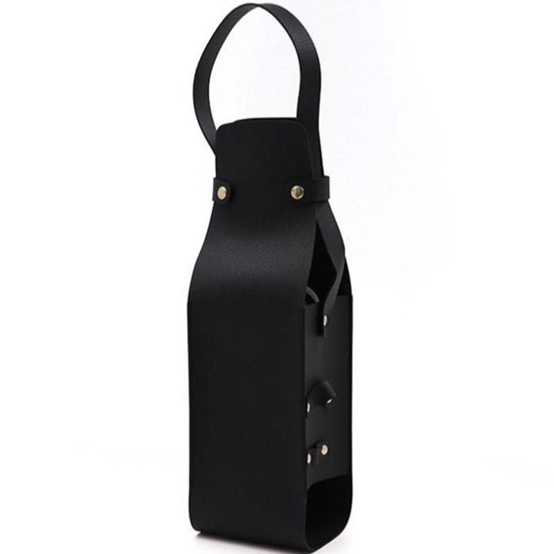 Wine Tote PU Leather Wine Holder Carrying Case Wine Carrier with Handle Liquor Bottle Carrier Carry-On Pouch Travel Wine Bag