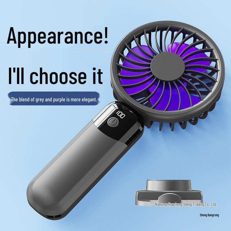 2026 Rechargeable 6-Speed Silent Mini Handheld Desktop Fan with Digital Display