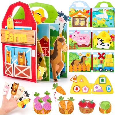 Busy Board Farm Animals Quiet Busy Book For Toddlers Boy Girl Gifts Educational Books Felt Learning Board Airplane Travel Toys