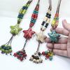 Sun Star Zircon Necklace For Women Vintage Leather Necklace Double Layered Pendant Chain Choker  Jewelry