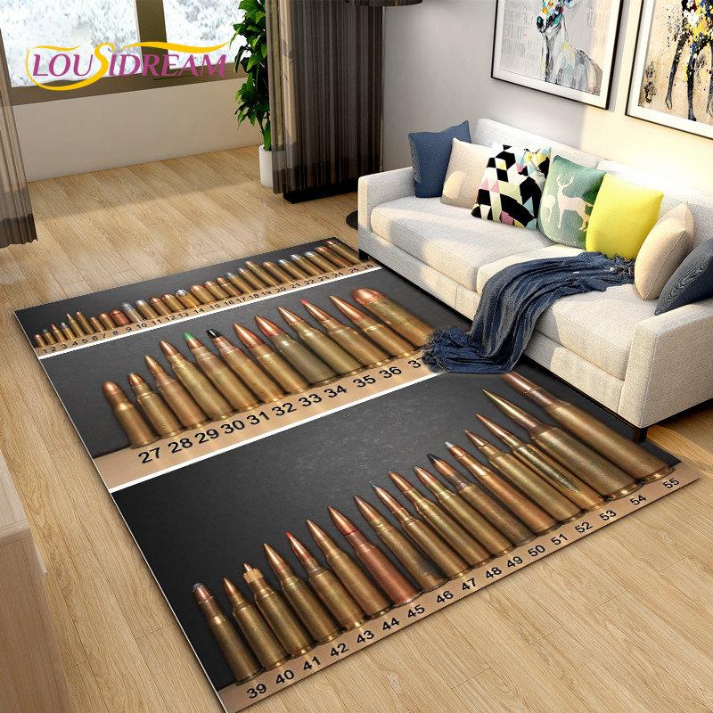 3D Rifle Pistol Revolver Gun Cartoon Area Rug,Carpet Rug for Living Room Bedroom,Kitchen Doormat Bathroom Anti-slip Floor Mat