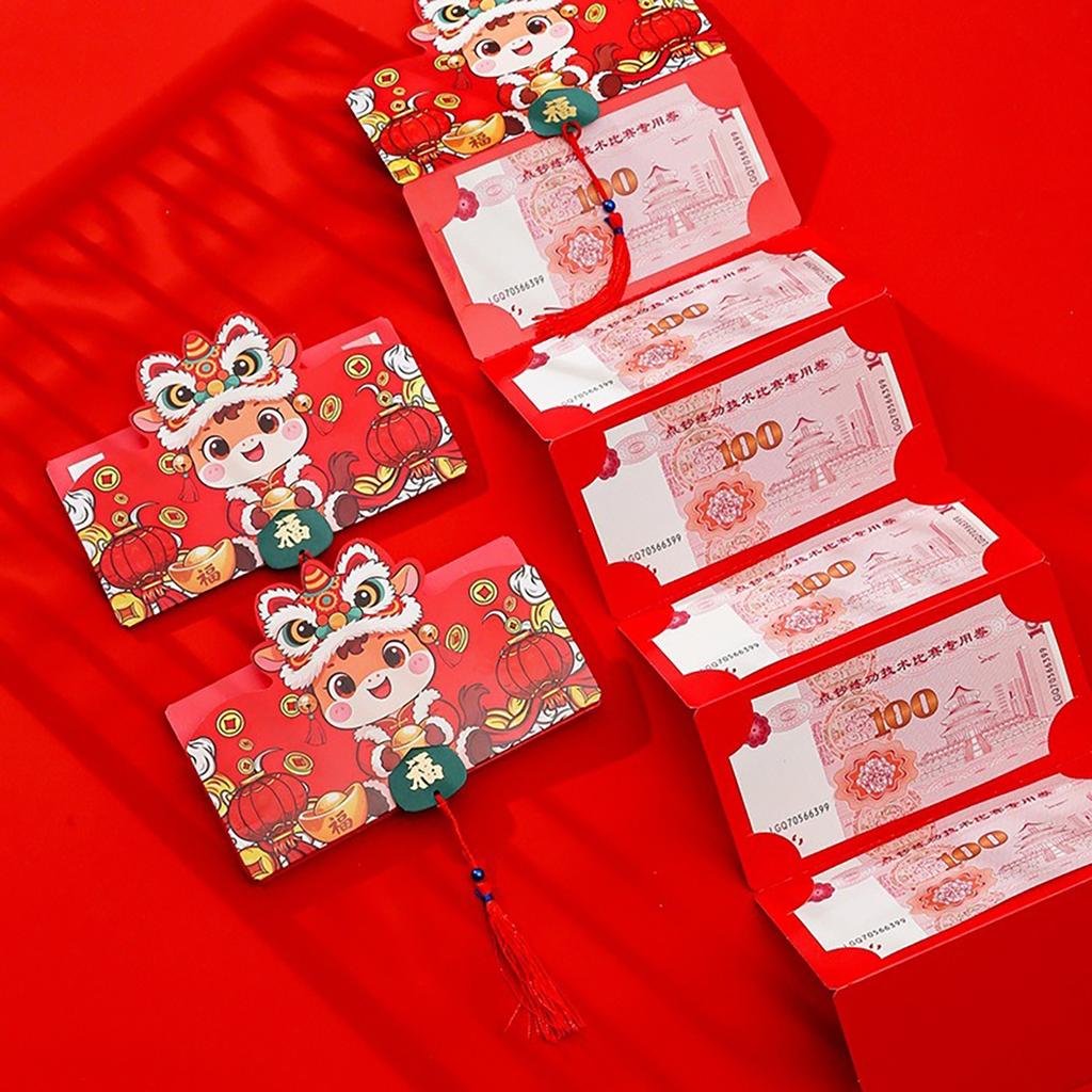 Creative 2/6/8/10 Folding Red Packets 2026 CNY Cash Gift Bag Birthday Wedding Horse Spring Festival Red Envelope