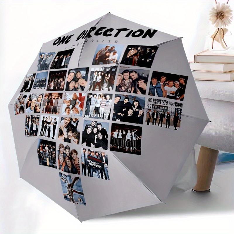 1pc One Direction Automatic Open/Close Umbrella, Portable 3-Fold Compact Umbrella for Men & Women, Perfect Gift for Birthday124