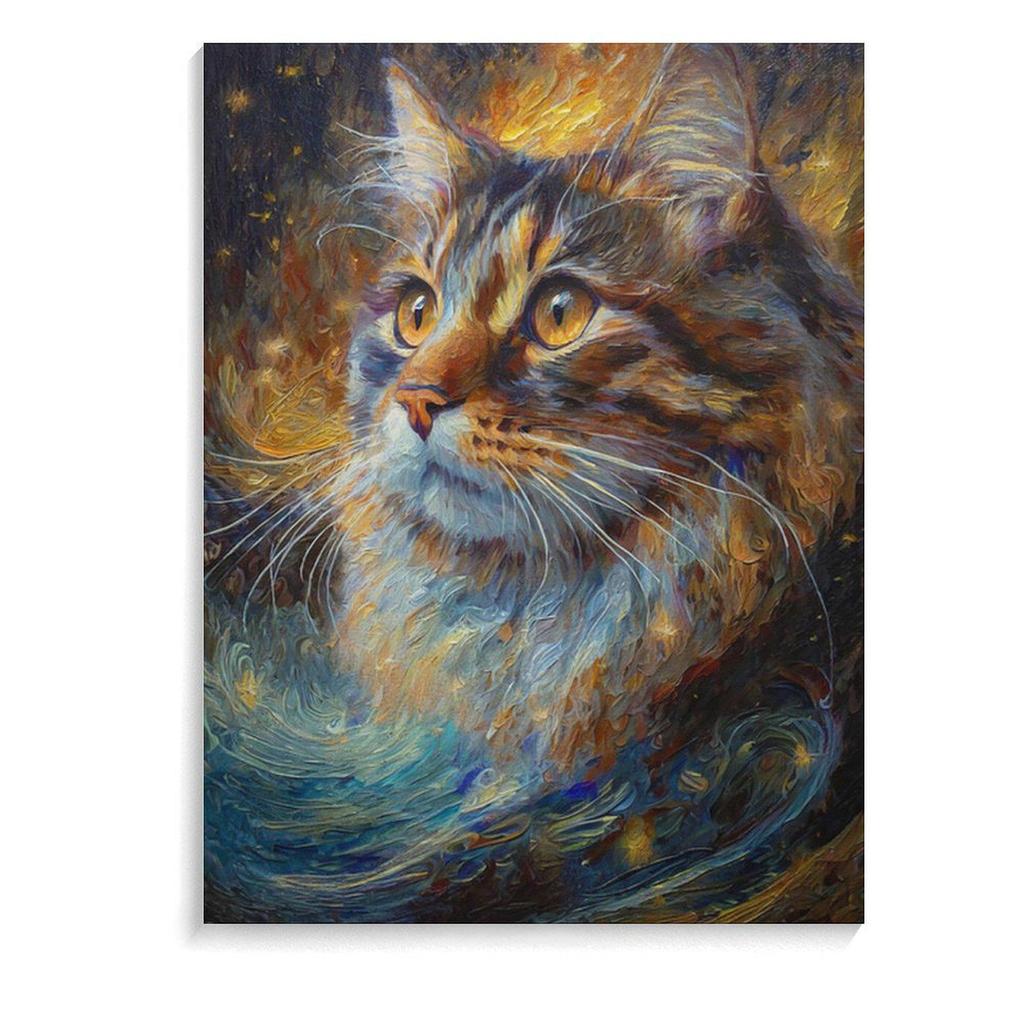 Wish Trendy Cat Animal Canvas Art - Frameless Home Decor for Entryway, Bedroom, or Living Room