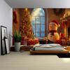 Christmas Snowman Tree Tapestry Cozy Room Xmas Holiday Party Backdrop Wall Hanging Photography Background Decor (