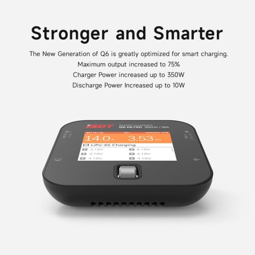 ISDT Q6-Retro DC Lipo Battery Charger/Discharger, 350W 16A Rc Charger, 2-6S Battery Balance Charger for Li-Po, Li-Hv, Li-Ion, Li-Fe, NiMH, Ni-Cd, and