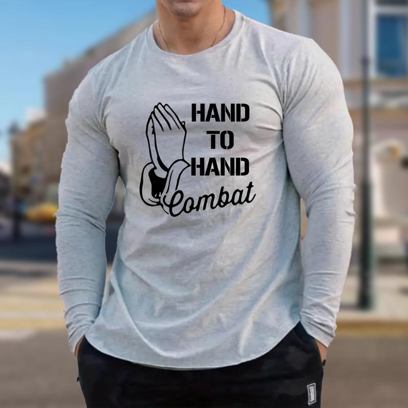 

Футболки с принтом ладони и алфавитом для мужчин, футболки с длинным рукавом, повседневные свитера с круглым вырезом, мужская одежда больших размеров 8XL бежевый