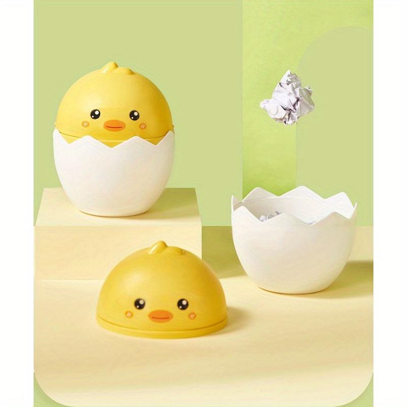 2 szt. Urocze Żółte Gumowe Kaczuszki Mini Kosze na Śmieci, Biurkowe Kosze z Klapką i Uroczym Wzorem Kaczki, Kompaktowe Plastikowe Pojemniki do Przechowywania do Sypialni, Biurka, Biura