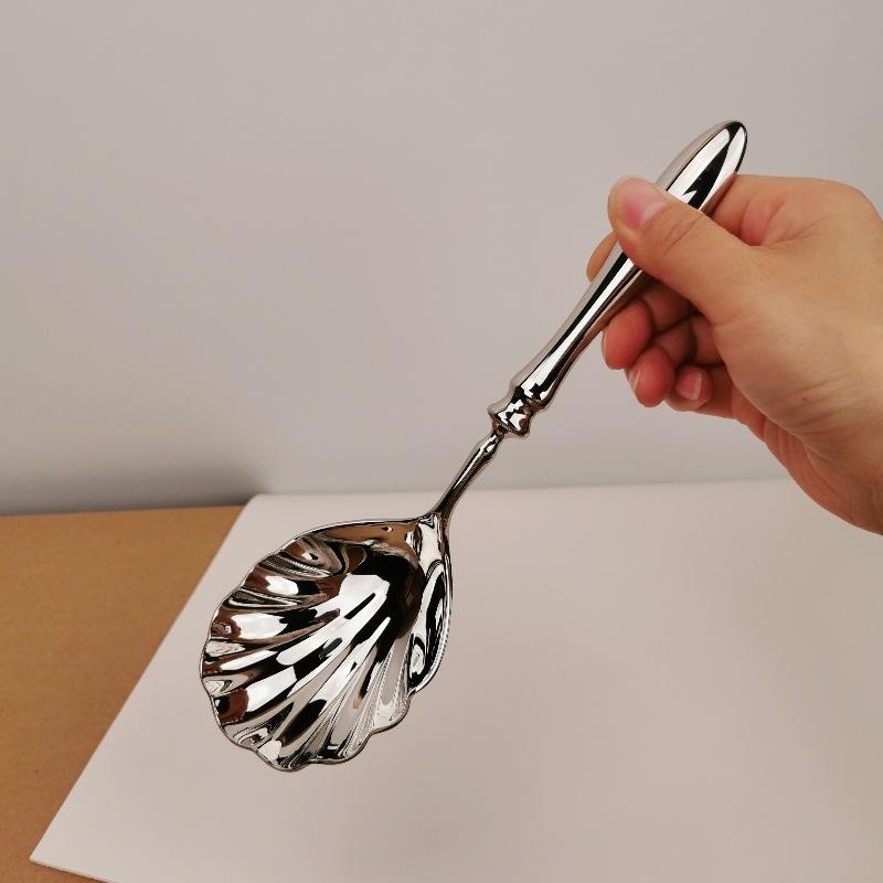 304 Stainless Steel Tableware Shell Spoons with High-end Gourd-handled for Household Hotel Serving Cafeteria Shares Soup Spoon
