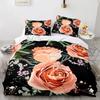 Red Flower King Queen Duvet Cover Pink Rose Bedding Set Dahlias Quilt Cover Floral Leaves White 2/3pcs Polyester Comforter Cover