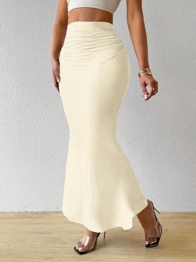 Ladies' Solid Color Tight Fitting High Waisted Fish Tail Fashionable Skirt