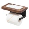 Space Saving Stainless Steel Bathroom Tissue Holder Walnut Shelf Wall Mount 55KF