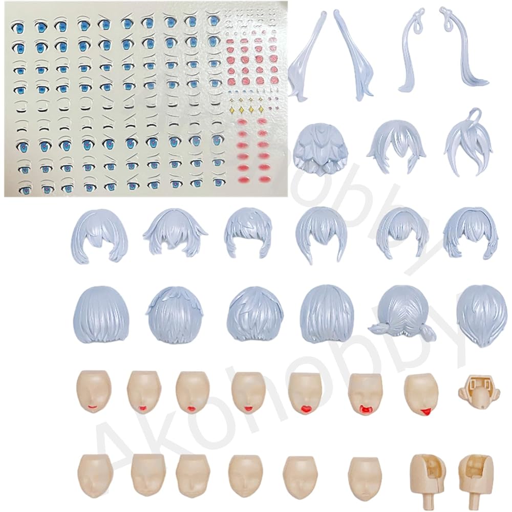 

AKO PUNI MOFU Face Expression Parts for Dolls White Plastic Hair Accessories for Buster Doll Tank Gunner Night