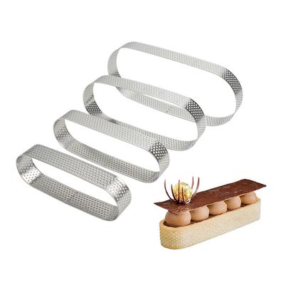 1pcs Perforated Cake Mousse Mold Cookies Cutter Oval Muffin Tart Rings Stainless Steel Cake Mold Pastry Quiche Baking Mold