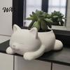 Mini Planter Pot 3D Printed Cat Lying Kitten Succulents Herb Plants Indoor Plant Flower Container for Outdoor Home Balcony Garden Decor Shaped