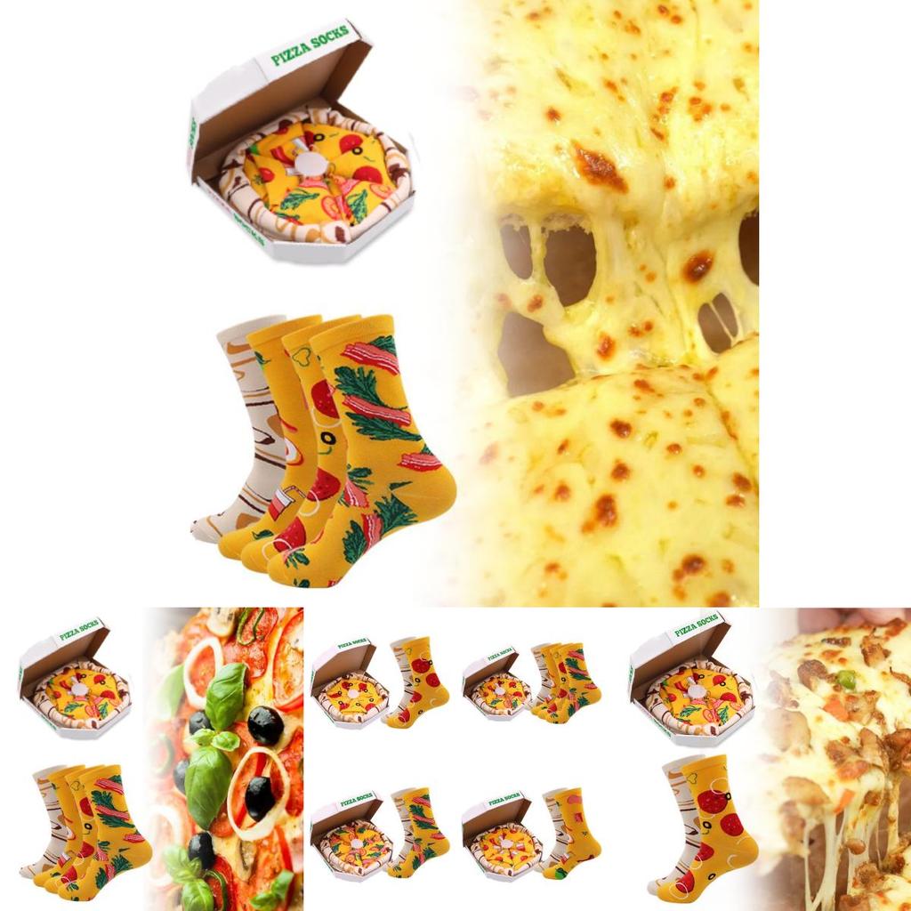 Lustige und farbenfrohe Pizza-Socken-Geschenkbox für Männer und Frauen mit kreativen Designs