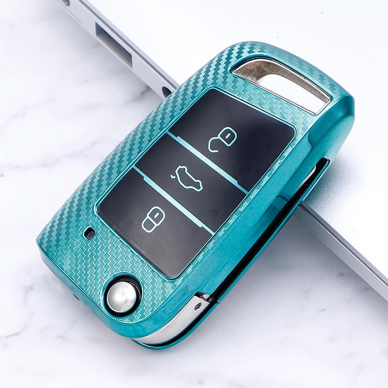 

TPU Carbon Fiber Full-Cover Key Case for 2017-2018 Volkswagen Passat Folding Model