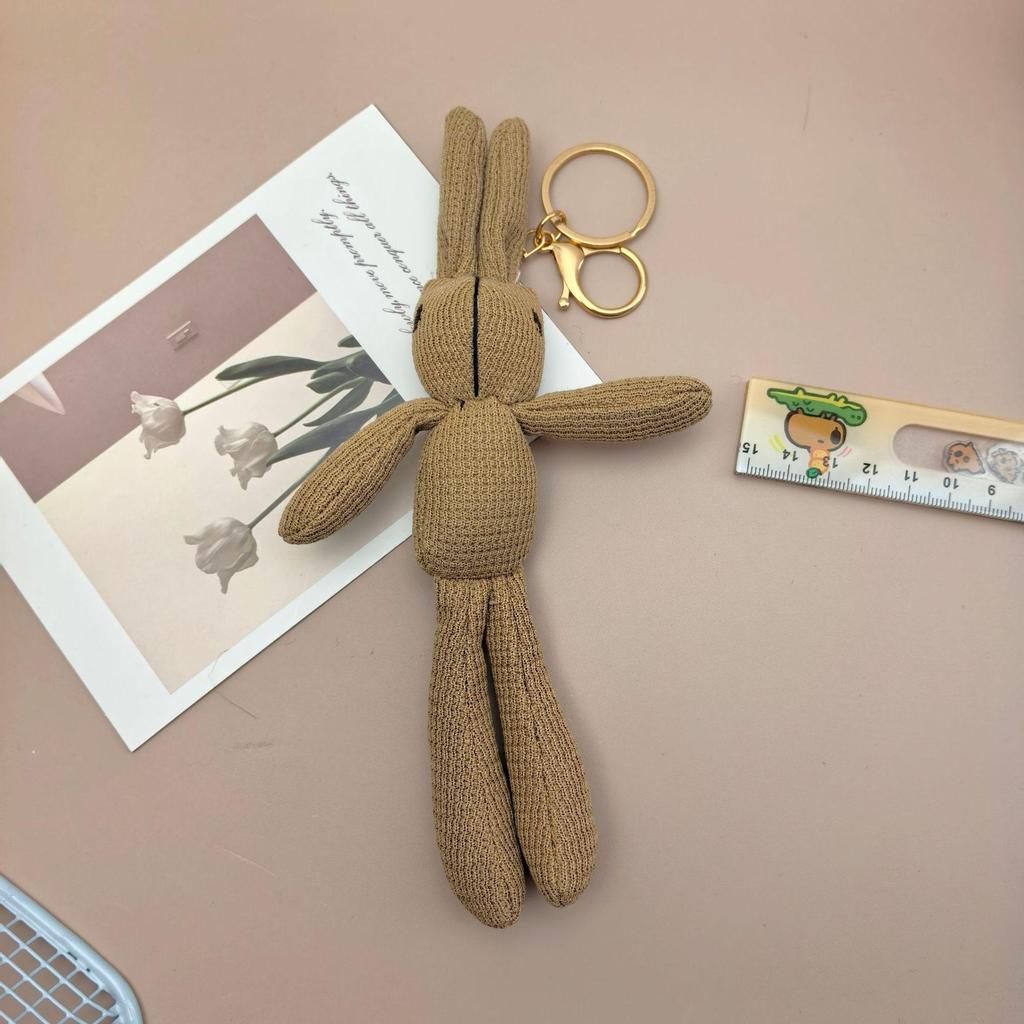 Houndstooth Rabbit Cartoon Figure Keychain with Scarf Pendant