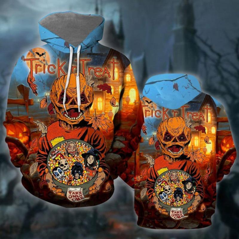 Halloween Men's Funny Sweatshirt Unisex 3d Printed Pumpkin Ghost Horror Print Hoodie Harajuku Fashion Pullover