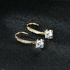 Luxury Female White Round Zircon Stone Hoop Earrings Vintage  Silver Color Wedding Jewelry For Women