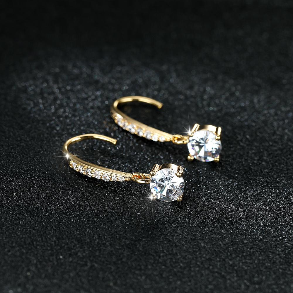 Luxury Female White Round Zircon Stone Hoop Earrings Vintage  Silver Color Wedding Jewelry For Women