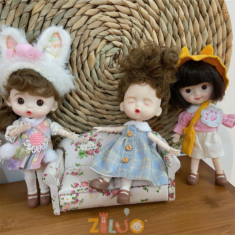 1/12 Bjd Doll Ob11 12Cm Mini Dolls Princess Dress Up Cute Doll 20 Movable Joints Dolls For Girls Kids Munecas Toys Gifts Bjd Toy