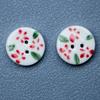 20mm Round Red Ceramic Flower Button for Clothing & Journals