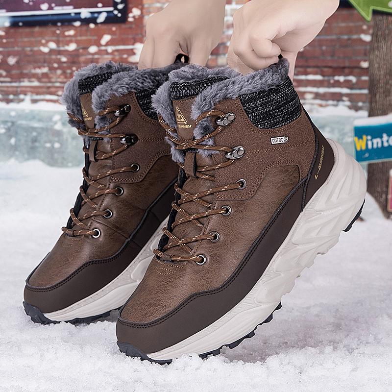 TUINANLE Tênis Masculinos de Cano Alto Impermeáveis de Algodão Sapatos Femininos com Forro Quente de Veludo para Uso Externo no Inverno