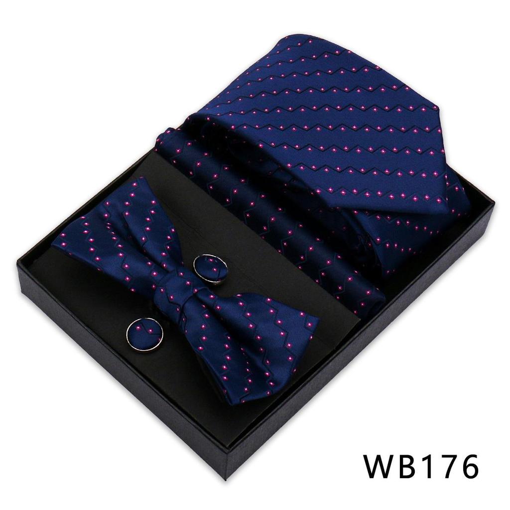Men's Silk Bow Tie & Pocket Square Gift Set - Business & Wedding
